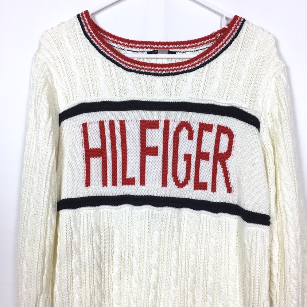 Tommy Hilfiger Ivory Sweater Dress Spell Out XL - Picture 2 of 8